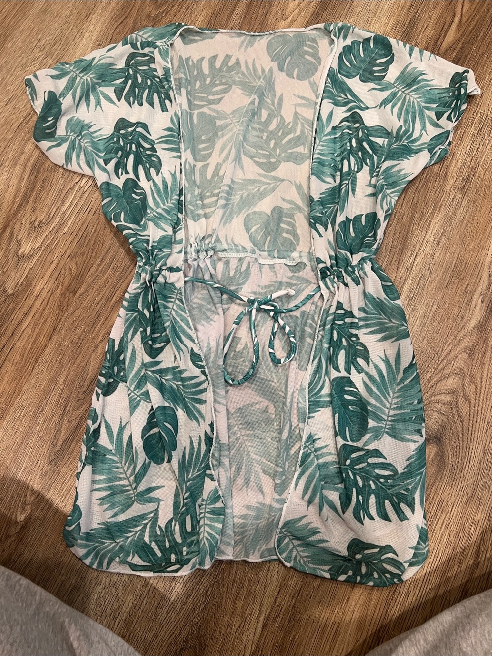 SHEIN Green Tropical Leaf Kids Swim Coverup